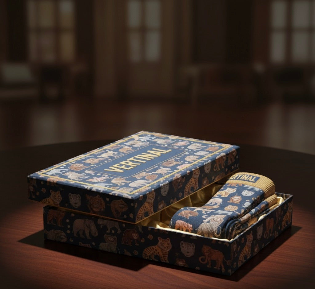 Vertinal hayvan desenli çoraplar