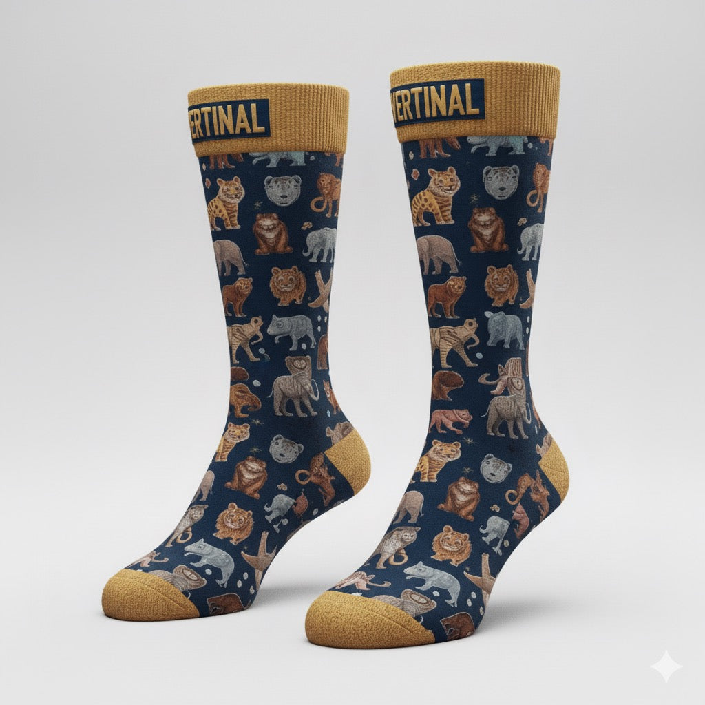 Vertinal hayvan desenli çoraplar