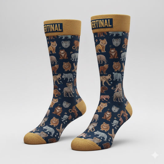 Vertinal hayvan desenli çoraplar